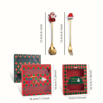 2/4/6 Pcs Christmas Fork and Spoon Set – Stainless Steel Creative Tableware | Coffee, Tea, and Dessert Forks and Spoons Gift Set