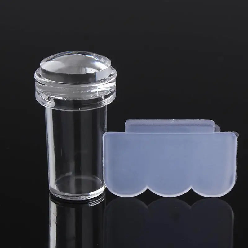 Clear Jelly Nail Stamper Set - Silicone Nail Art Stamp Tool with Scraper for Manicure Designs