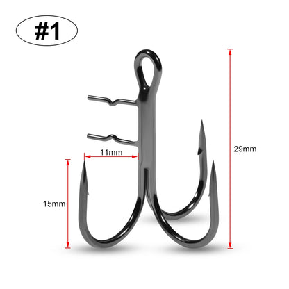 Rosewood Treble Fishing Hook with Holder - Extra Sharp Barbed Triple Hooks for Soft Swimbaits & Rubber Baits