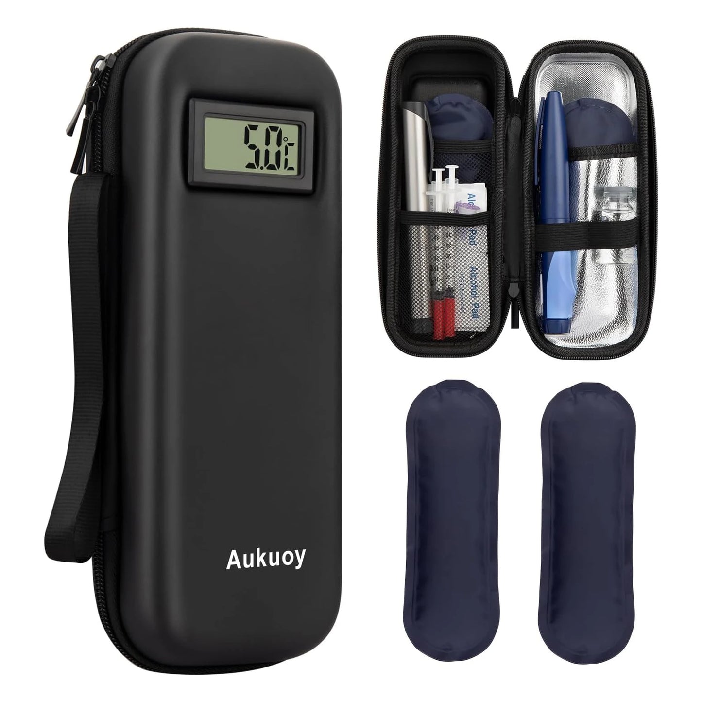 Insulin Cooler Travel Case with Thermometer – Refrigerated Medicine Organizer Bag for Diabetic Medication