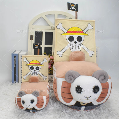 One Piece Plush Ship Toy — Thousand Sunny & Going Merry Soft Pillow for Kids, 21/37CM Birthday Gift