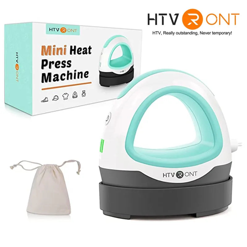 HTVRONT Mini Heat Press Machine — Portable Easy Press for HTV Vinyl, Cricut DIY Printing on T-Shirts, Clothes, Bags, Hats, and Pads