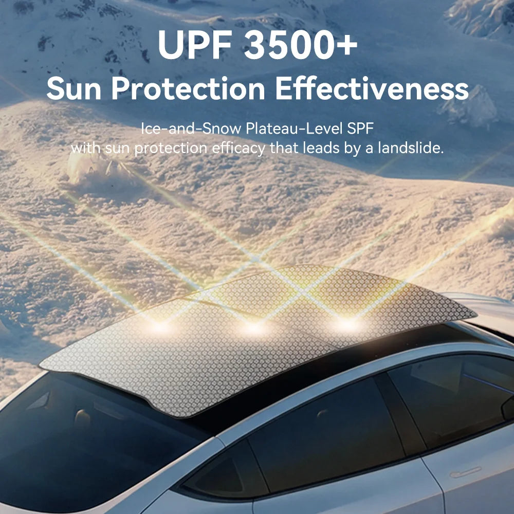 YZ Tesla Model 3/Y Highland Sunshade (2025–2026) – Graphene Honeycomb Black Roof Sun Shade for Front, Rear & Sunroof Glass Protection