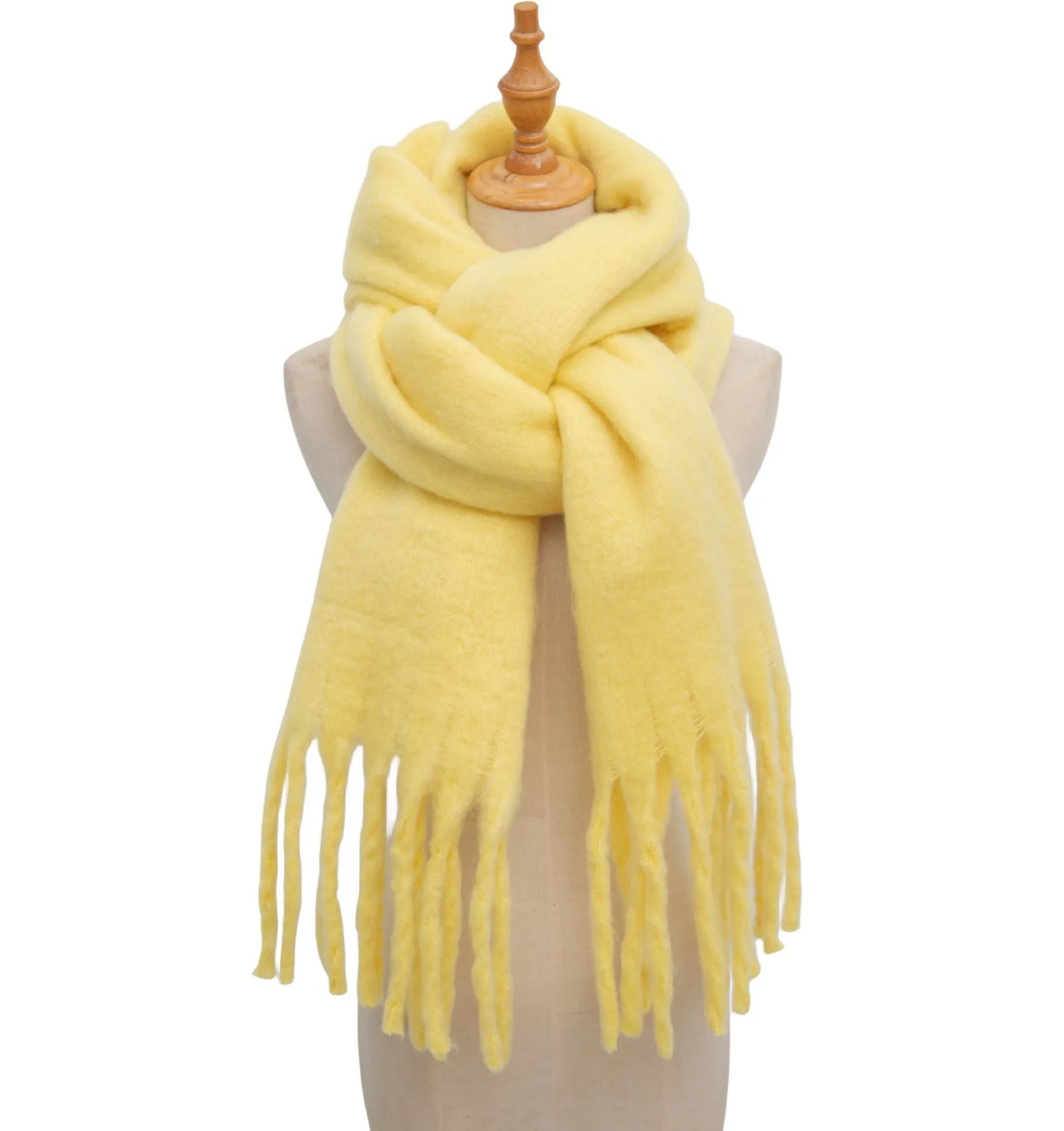 Luxury Women’s Winter Scarf – Cashmere Pashmina Shawl Wrap, Thick Soft Solid Tassel Scarf Long Stole