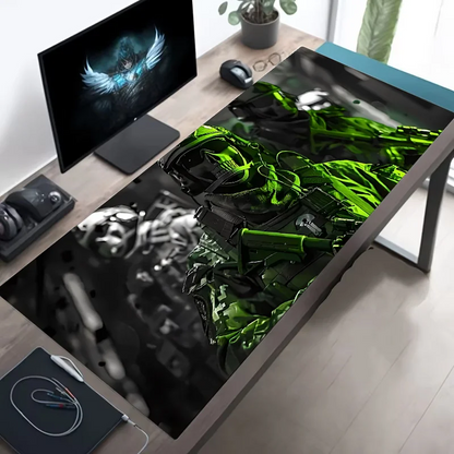 XXL Tactical Soldier Mouse Pad — Large Non-Slip Gaming Desk Pad with Stitched Edges