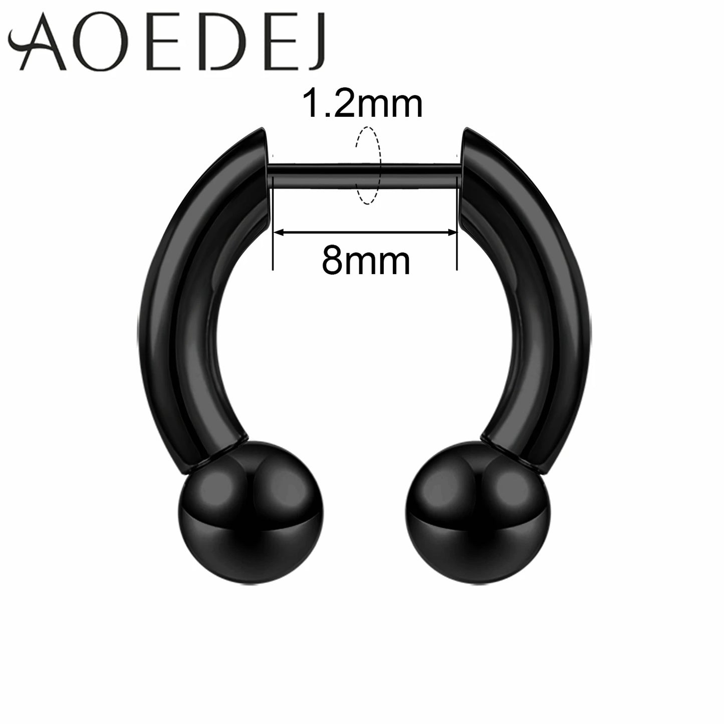 AOEDEJ 16G Stainless Steel Plug-In Style Nose Ring – Spike Ox Horn Septum Ring for Men & Women Large Gauge Body Piercing (8–10mm) Single Piece