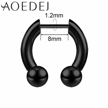AOEDEJ 16G Stainless Steel Plug-In Style Nose Ring – Spike Ox Horn Septum Ring for Men & Women Large Gauge Body Piercing (8–10mm) Single Piece
