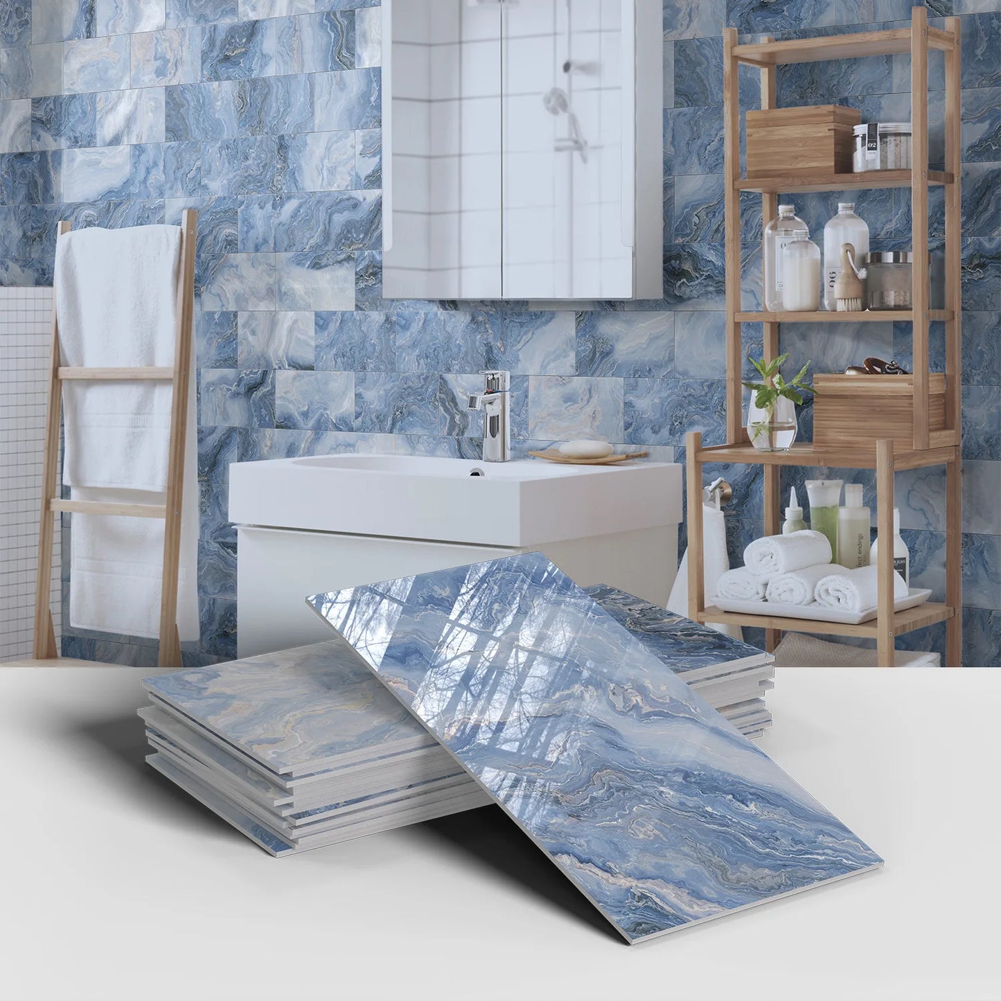 16PCS Marble Pattern Wall Stickers - Waterproof Oil-Proof PET Foam Kitchen Backsplash & Decorative Wallpaper Panels