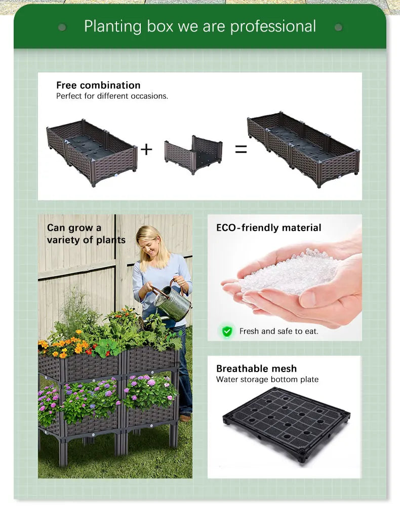 Large Plastic Flower Pot Box – Indoor & Outdoor Planting Container for Vegetables and Garden Decoration