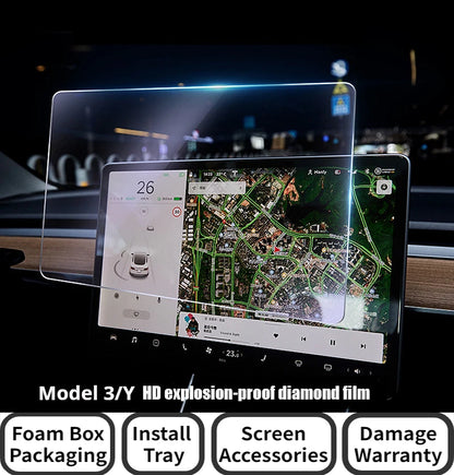 Touch Screen Protector for Tesla Model 3/Y — 15-Inch Tempered Glass Film for Center Control Screen & Navigation Protection
