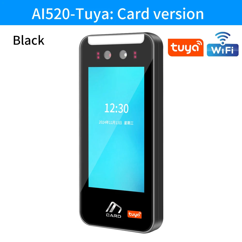 Asia Teco 5-Inch Face Recognition Access Control – WiFi TCP/IP Attendance Machine with Tuya App & Fingerprint Scanner