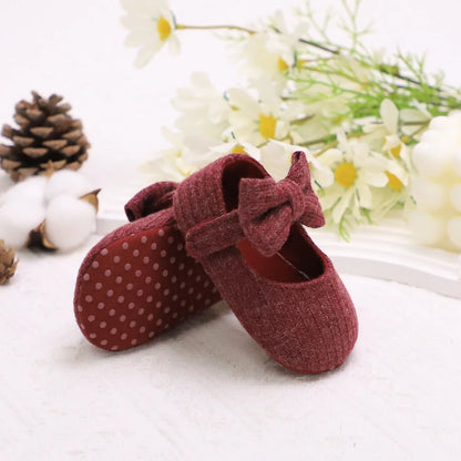 Adorable Bowknot Mary Jane Baby Girl Shoes — Lightweight Non-Slip Soft Sole for Indoor & Outdoor Walking