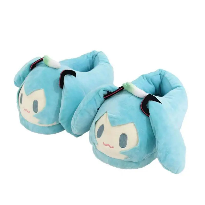 Kawaii Hatsune Miku Cartoon Slippers – Y2K Anime Home Floor Shoes, Warm Cotton Gift for Girls
