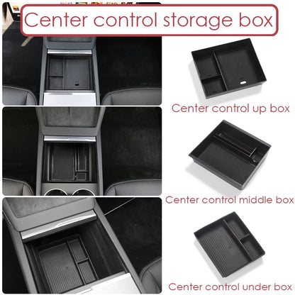 Tesla Model 3 Highland 2024 Center Console Storage Box – Armrest Organizer Accessory for Model 3 Stowing & Tidying
