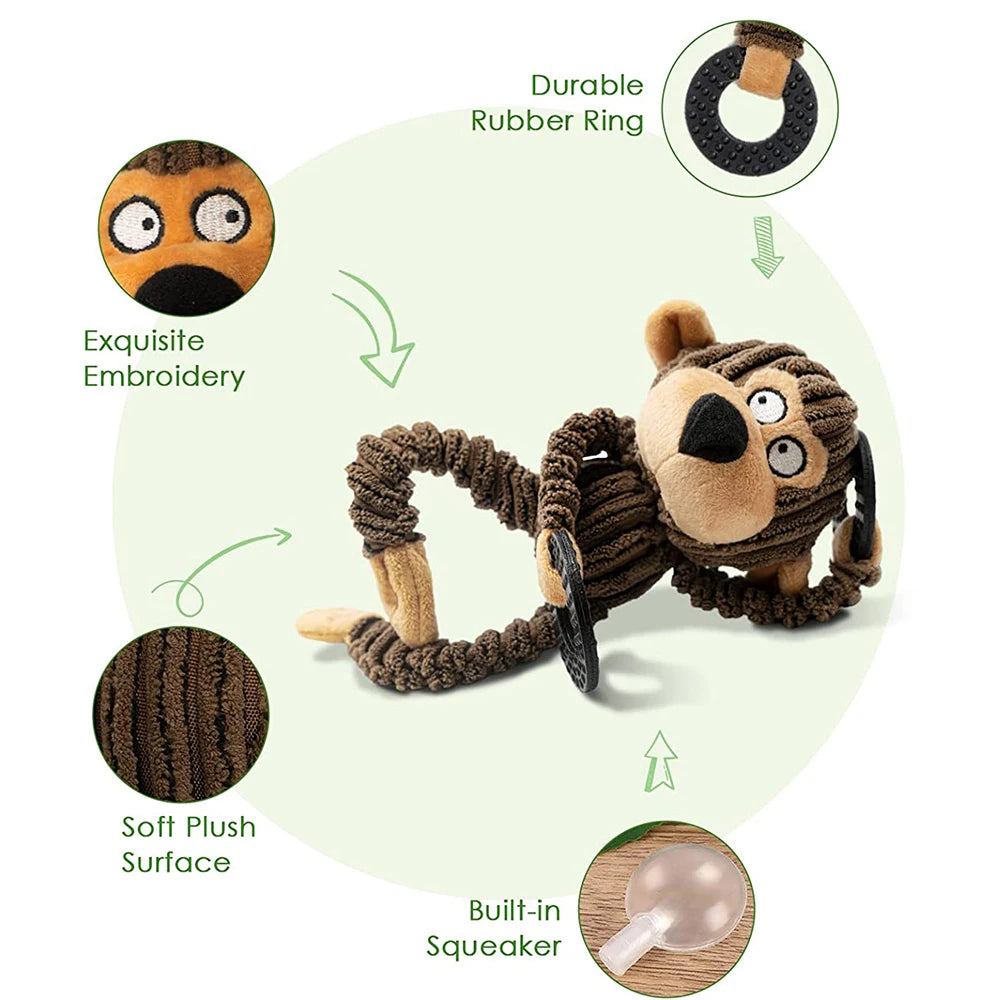 Plush Squeaky Monkey Dog Toy - Puppy Teething & Training Chew Toy for Small Dogs, Interactive Pet Playtime
