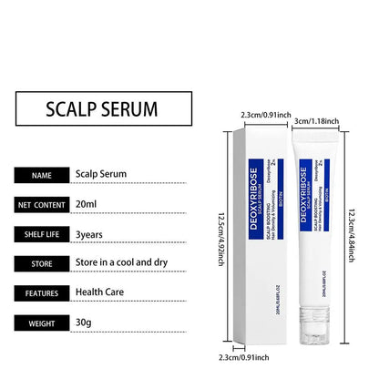 2% Deoxyribose Scalp Serum 20ml - No-Rinse Hair Care Formula with Roller Ball Applicator