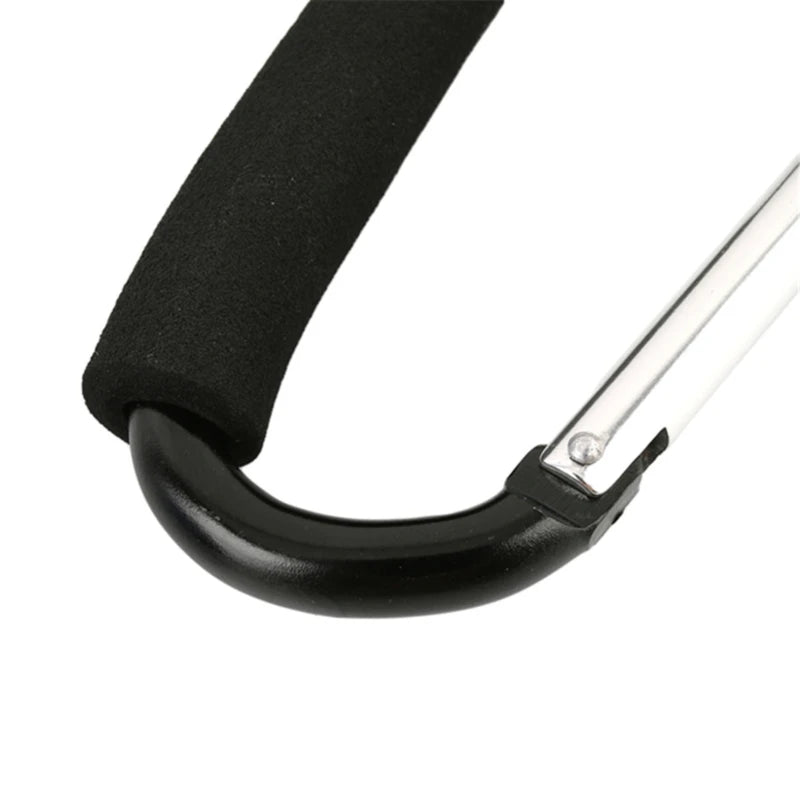 Heavy Duty Stroller Hooks - Foam Handle Carabiner Clips with D-Ring Snap for Bags, Groceries & Organizer Storage