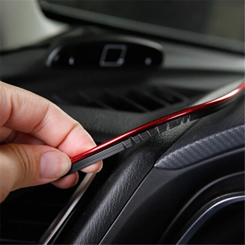 Car Interior PVC Trim Strip – 1M/3M/5M Red Decorative Moulding for Styling & Decoration
