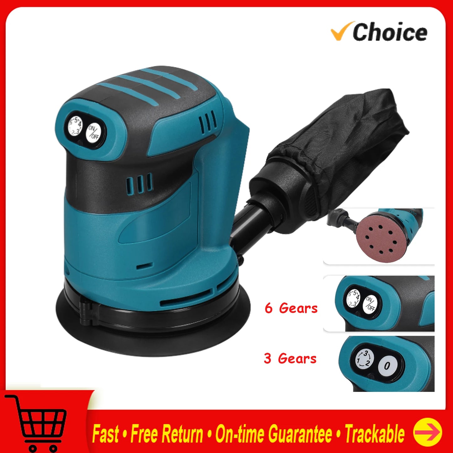 125mm 90W Brushless Cordless Orbital Sander - Electric Polisher for Wood, Metal Grinding & Polishing