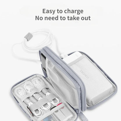Portable Travel Cable Bag - Waterproof Digital Storage Pouch for Chargers, USB Cables, and Electronic Accessories