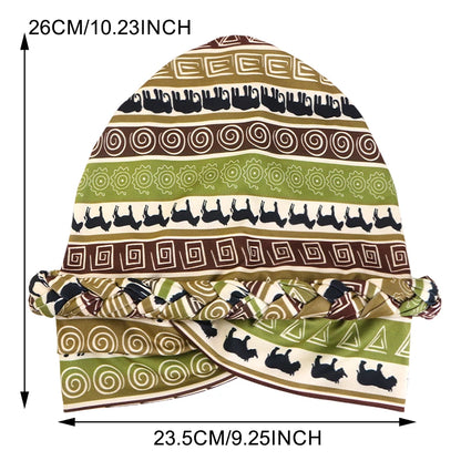African Print Turban Headband Cap - Twisted Braid Head Wrap with Skullcap Style for Women