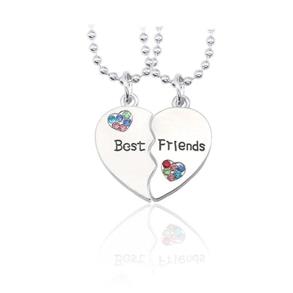 BFF Heart Split Friendship Necklace Set – Matching Broken Heart Pendant Jewelry Gift for Best Friends, Men & Women