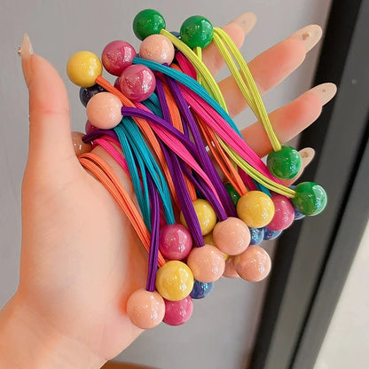 Candy Color Beaded Hair Ties for Girls - Cute Princess Elastic Ponytail Holders for Kids, Babies, and Colorful Everyday Hairstyles