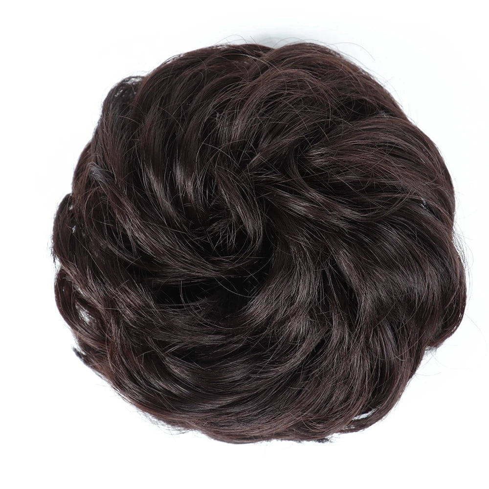 Azqueen Synthetic Messy Bun Chignon – Gray Brown Hair Bun Pad with Elastic Rope & Rubber Band Hair Extensions