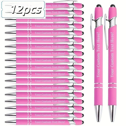 Engraved Metal Ballpoint Pens - 12-Pack Personalized Business, Anniversary & Graduation Gift Pens