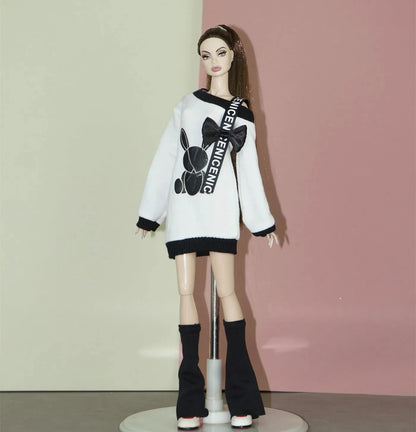 30cm Doll Clothes Set – Long Sleeve Shirt & Foot Covers for 1/6 OB/ST/FR/BB Dolls