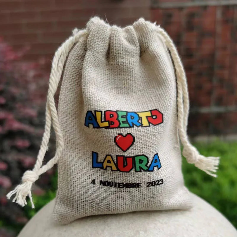 50PCS Natural Linen Gift Bags — 5×7, 7×9, 9×12cm Jute Candy & Jewelry Pouches