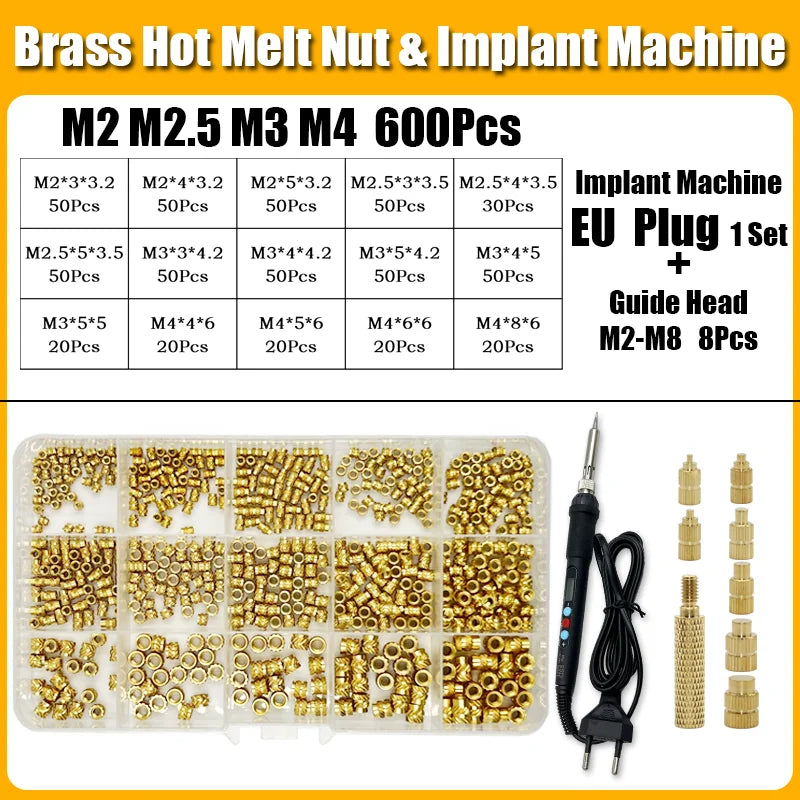 Brass Hot Melt Insert Knurled Nut – Copper Thermal Conduction Nut for 3D Printer Plastic Heat Insertion Tool