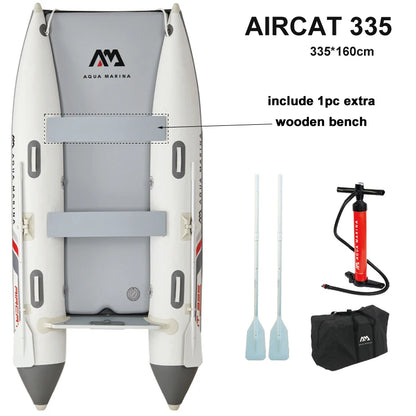 AQUA MARINA AIRCAT Inflatable Boat – Double Tube Catamaran Dinghy Raft with Drop Stitch Floor for Fishing & Water Sports