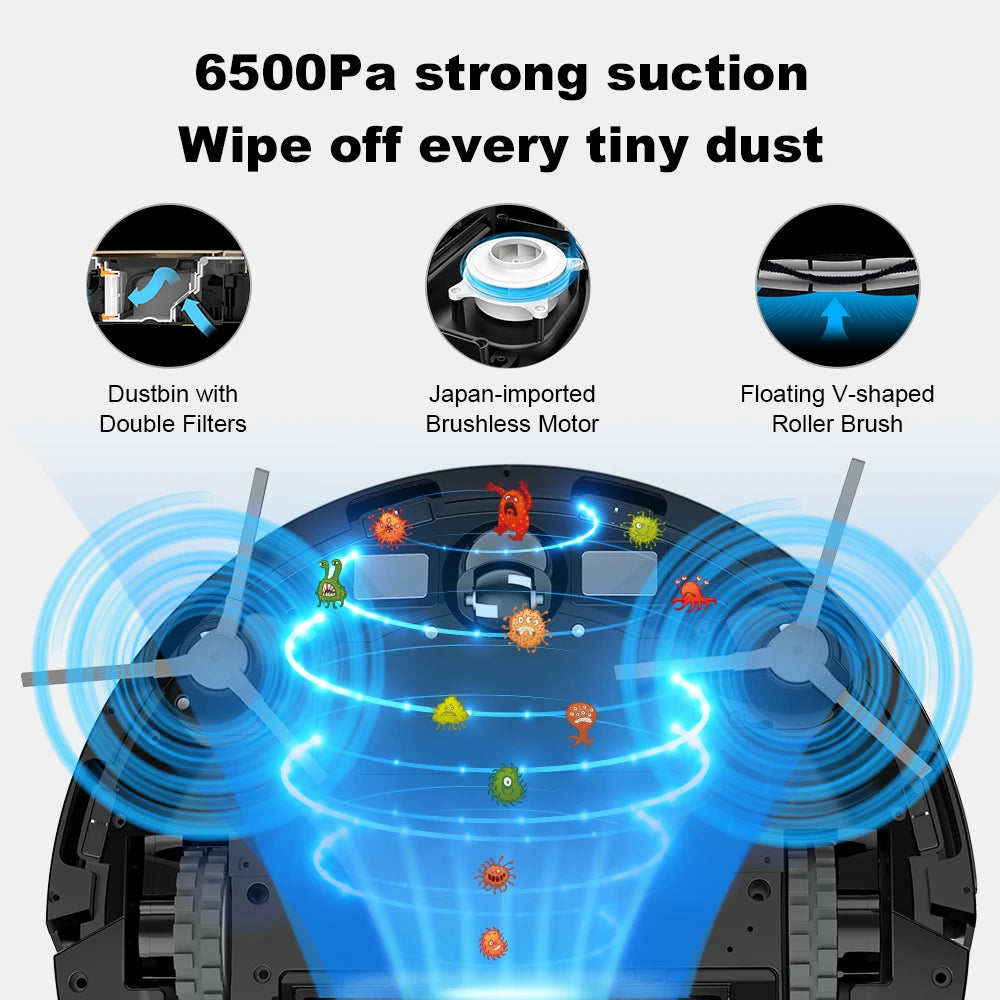 Liectroux LILIN X6 Robot Vacuum Cleaner – 6500Pa Suction Laser Mapping Smart Robot Mop with App Control, Wet & Dry Cleaning, Multi-Floor & Zone Cleaning, Virtual No-Go Areas