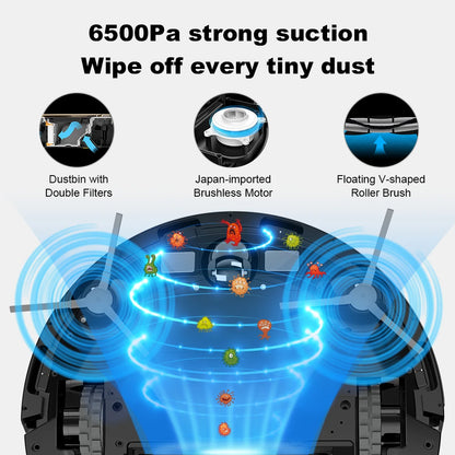 Liectroux LILIN X6 Robot Vacuum Cleaner – 6500Pa Suction Laser Mapping Smart Robot Mop with App Control, Wet & Dry Cleaning, Multi-Floor & Zone Cleaning, Virtual No-Go Areas