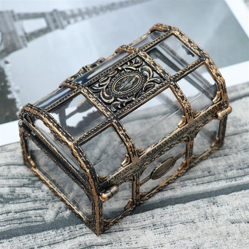 Transparent Pirate Treasure Box - Crystal Gem Jewelry Storage Organizer Chest for Trinkets & Accessories
