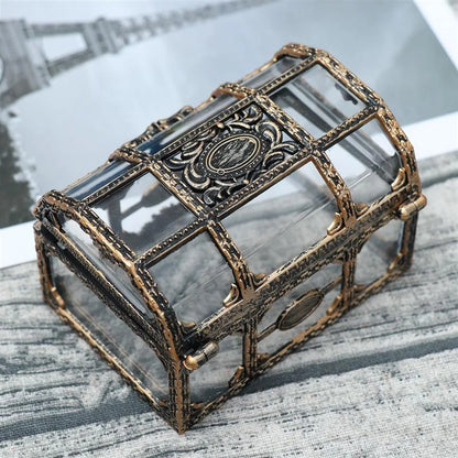 Transparent Pirate Treasure Box - Crystal Gem Jewelry Storage Organizer Chest for Trinkets & Accessories