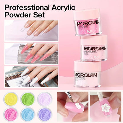 Morovan Professional Acrylic Nail Starter Kit — All-in-One Beginner Kit for Home Salon & Valentine’s Day Gift