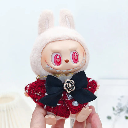 17cm Mini Plush Doll Clothes — Outfit Accessories for Labubu V1 & V2, Christmas Cookie Man Sweater Hat, New Year Gift