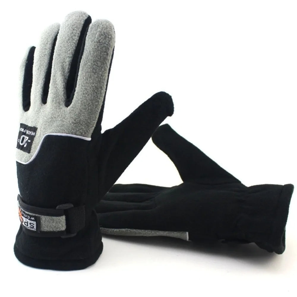 Winter Warm Gloves - Plush Thickened Five-Finger Skiing, Cycling & Motorcycle Gloves for Men