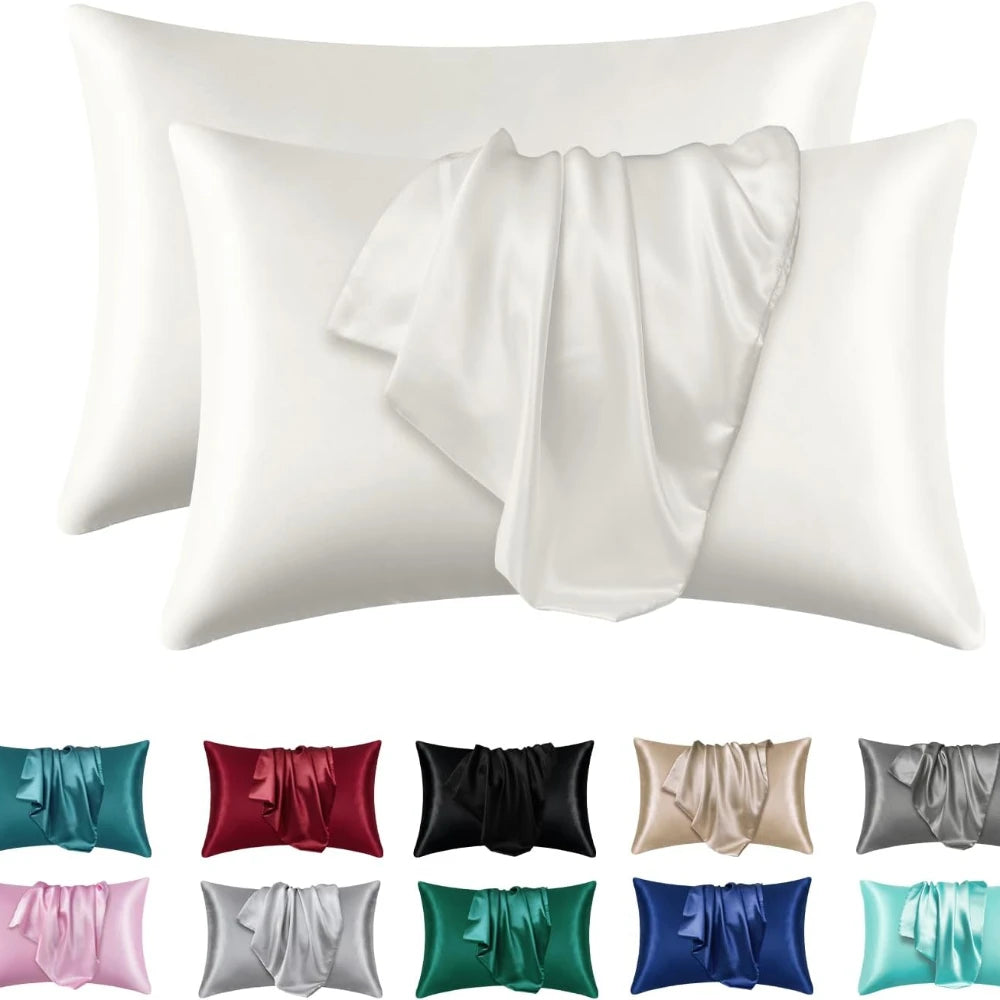 Boost Beauty Sleep Silky Satin Pillowcases - Cooling, Hair & Skin-Friendly, Easy-Care Sleep Essentials