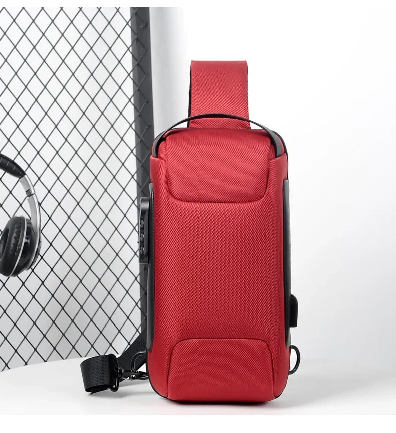 Designer Multifunction Anti-Theft USB Shoulder Bag – Travel Crossbody Messenger Sling Chest Bag for Men, Luxury Brand