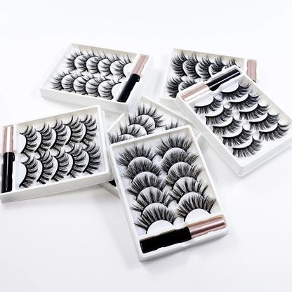 REDSIREN 5 Pairs Magnetic Eyelashes with Eyeliner – Reusable Thick Natural False Lashes