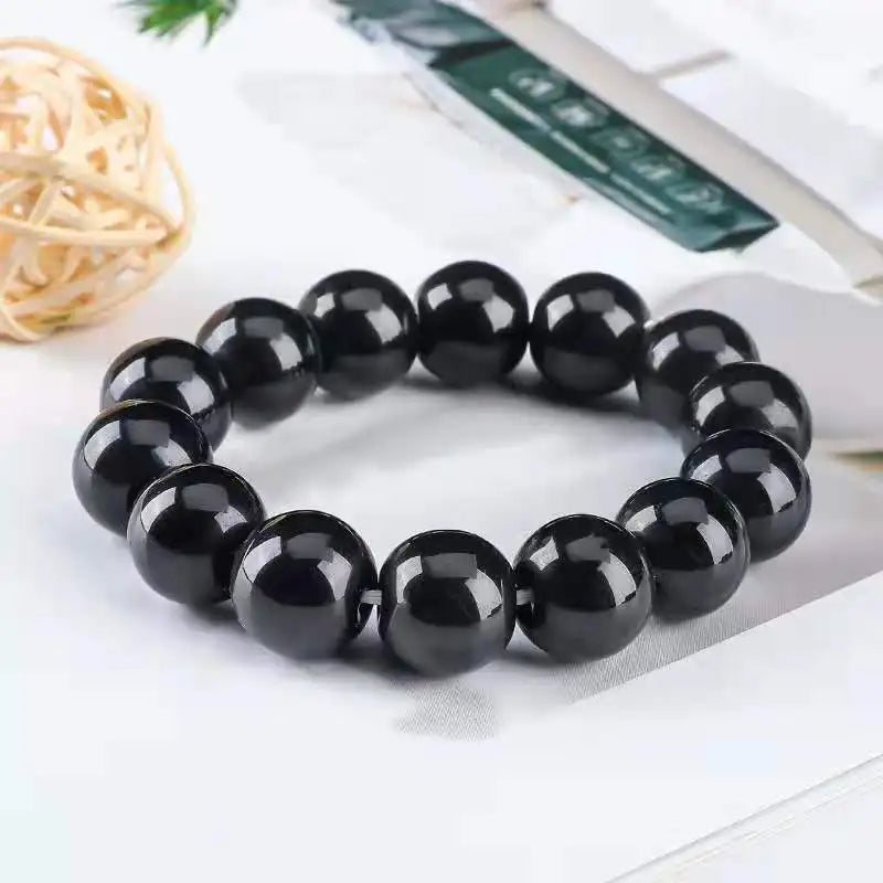 Black Obsidian Natural Stone Bracelet | Fat Relief, Blood Circulation & Anti-Anxiety Jewelry for Men & Women