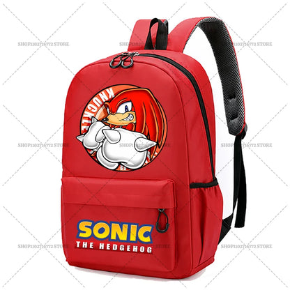 Cartoon Sonic Backpack — School Bag for Kids & Teens Featuring Amy, Rose & Shadow Characters, Perfect Gift for Boys