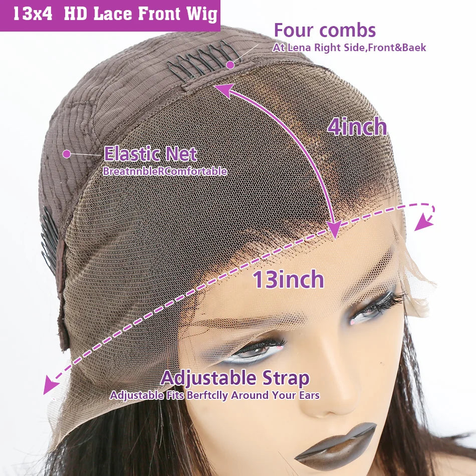 Ombre Highlight Body Wave Wig – 13x4 Lace Front, 1B/30 Black Brown HD Brazilian Human Hair Wig for Women