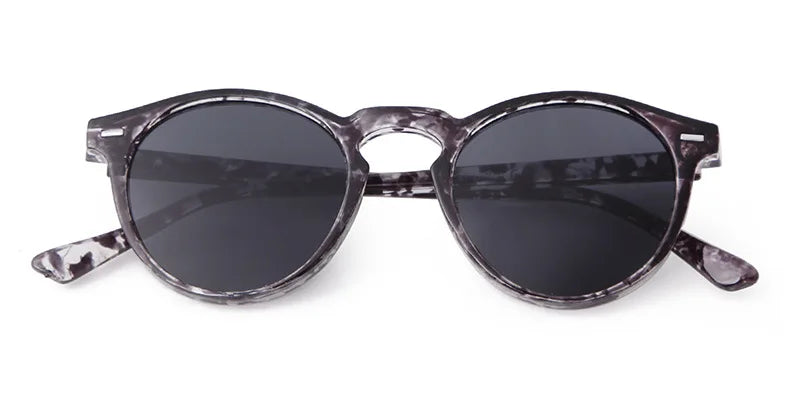 Vintage Round Sunglasses – 2024 Fashion Design for Men & Women, Retro Rivet Yellow & Blue Lens, Square Sun Glasses