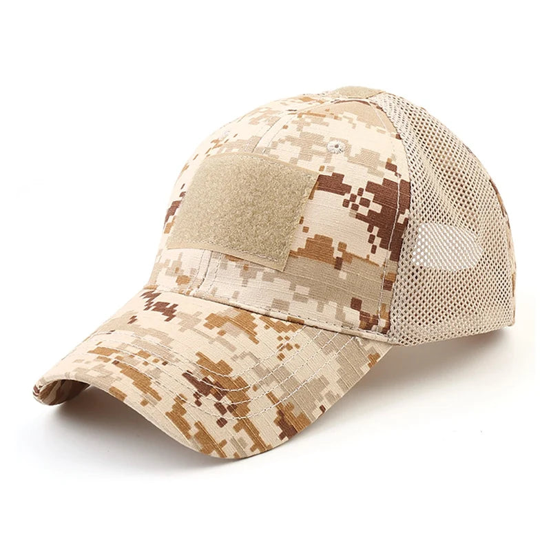 Outdoor Multicam Camouflage Adjustable Cap - Mesh Tactical Snapback Hat for Airsoft, Fishing, Hunting, Hiking, Basketball