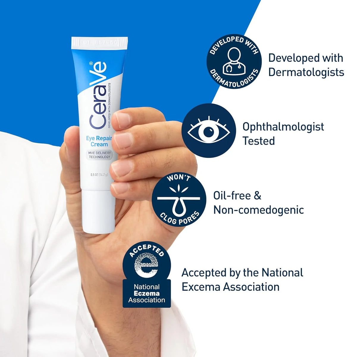 CeraVe Eye Repair Cream - Hyaluronic Acid & Niacinamide Under-Eye Moisturizer for Daily Skincare