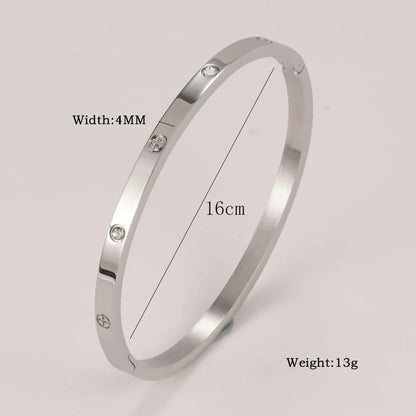 Stainless Steel Cuff Bracelet — Crystal Charm Bangle for Women, Fashion Jewelry
